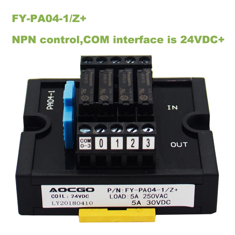 

4 Slim relay NPN Control 24V DIN Mounted relay module