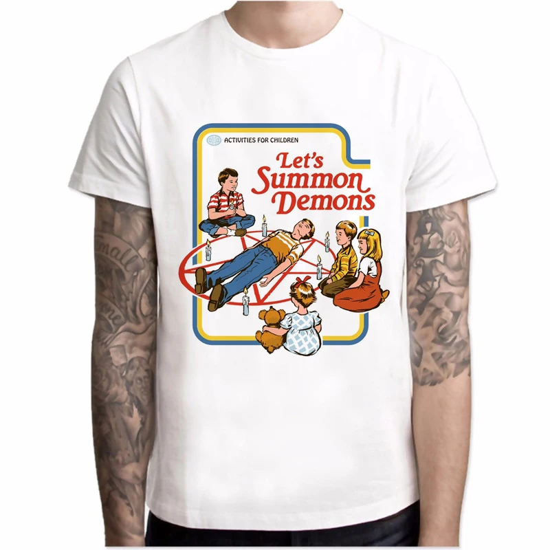 Мужская забавная футболка Let's sacross Toby, Мужская футболка с коротким рукавом, графическая Футболка с принтом, демоны, ужас, дьявол, поклонение сатанизму