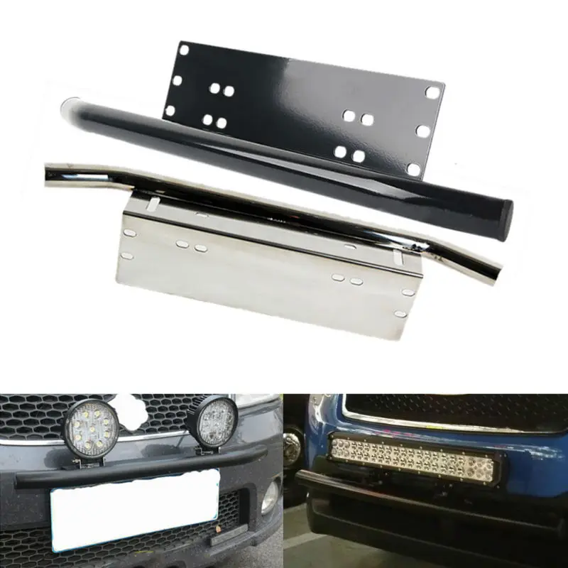 Mounting-Brackets-Bull-Bar-Bumper-Front-License-Plate-Mount-Holder-Bracket-Black-Off-Road-Offroad-Work