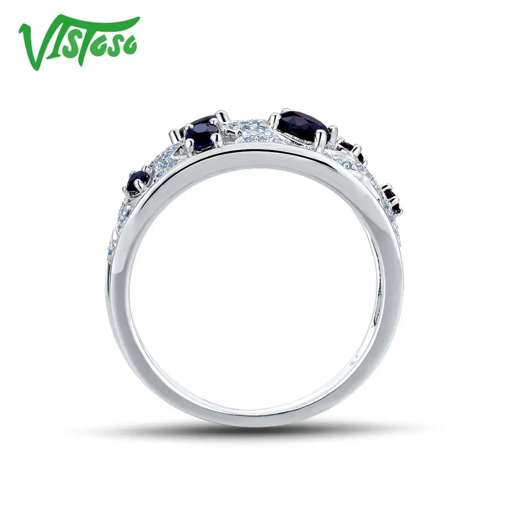 VISTOSO подлинное 14 K 585 Белое золото Необычные синий сапфир Блестящий Бриллиант