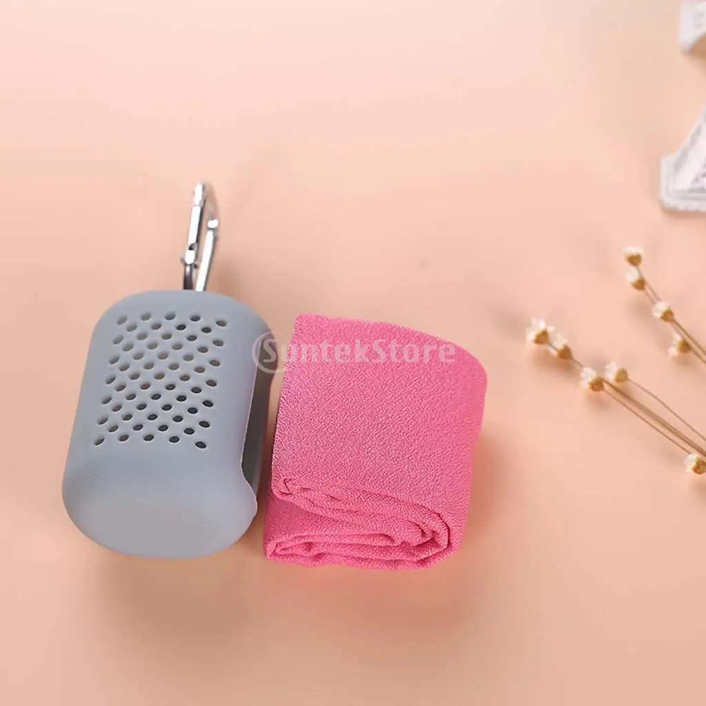 Camping Hiking Travel Microfiber Quick Dry Towel 400mm x 400mm with Mini Silicone Carry Case