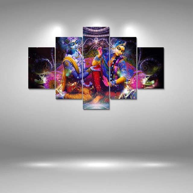 aliexpress com buy 5 panel hd printed canvas painting radha