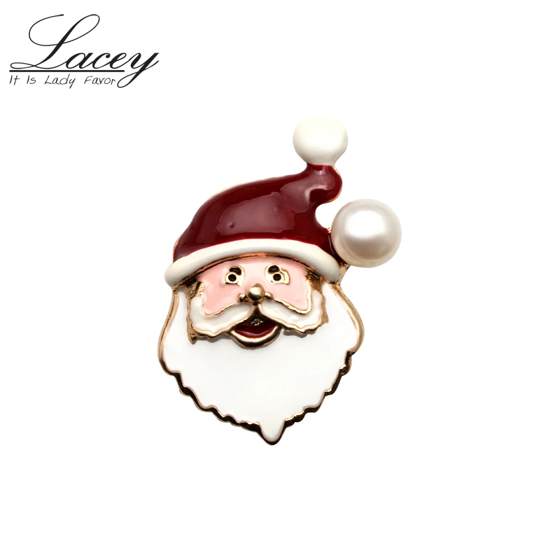 

Real Natural Pearl Brooch For Women, Santa Claus Zircon Brooch Fashion Jewelry Christmas Gift Box