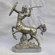 Bi003805 13 Бронзовый Греческой Мифологии Мифические Животные Голова Лошади Солдат Скульптура Статуя