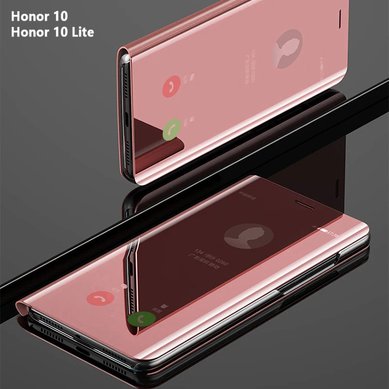 

Flip Smart Mirror Phone Cover,case,For HuaWei Honor 10 Lite Honor10 Leather Clear View Standing Rose Gold Back Cases