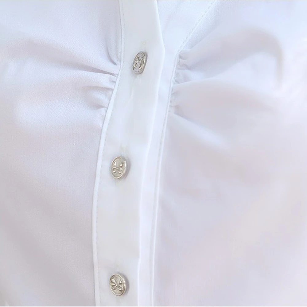 2019 Summer Women's Short Sleeve Cotton Blouses Shirts Plus Size Ladies Officewear Elegant Blouse Feminina White Formal Shirt
