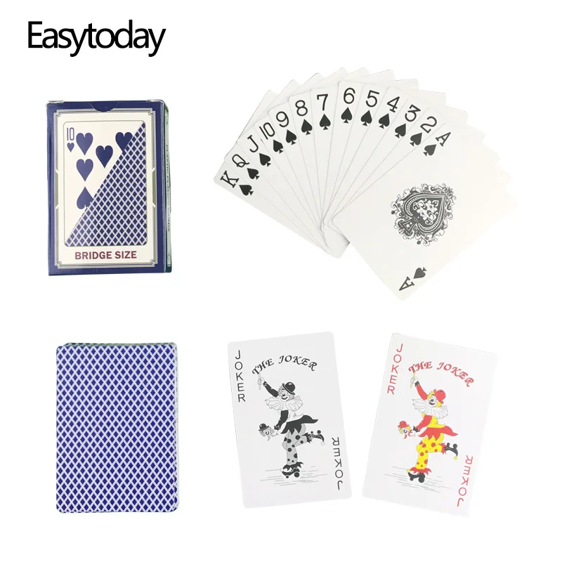

Easytoday 1Pcs/Set Waterproof Plastic Playing Poker Cards Set Red And Blue Baccarat Texas Hold'em PVC Poker Entertainment Games