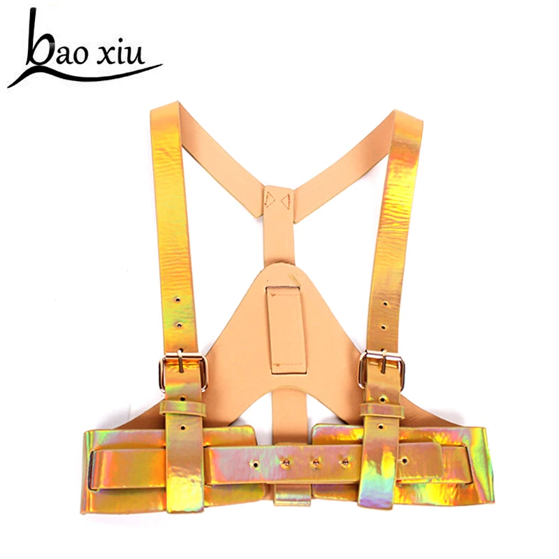 

Новая женская обувь в стиле панк, ручной работы; Цвет золотистый упряжь ремни для женщин средства ухода за кожей Связывание клетка скульптуры сексуальное ремни на талии, портупея с подтяжками