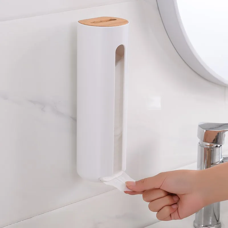 

Wall-mounted Cotton Pad Storage Box Plastic Bathroom Extraction Makeup Remover Cotton Finishing Box Dustproof Storage Organizer