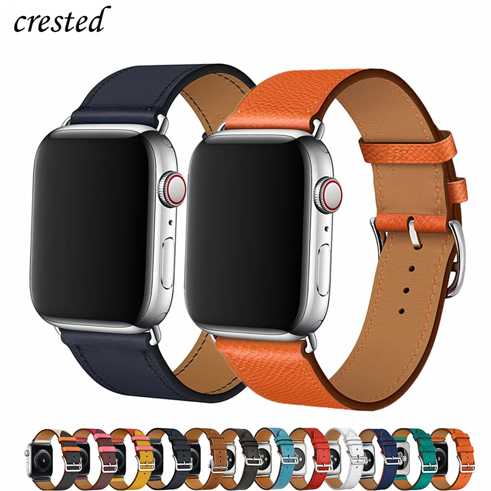 Leather strap for Apple watch band 44mm 40mm 45mm 41mm 38mm 42mm Genuine Leather Single tour bracelet iWatch series 5 4 3 6 se 7