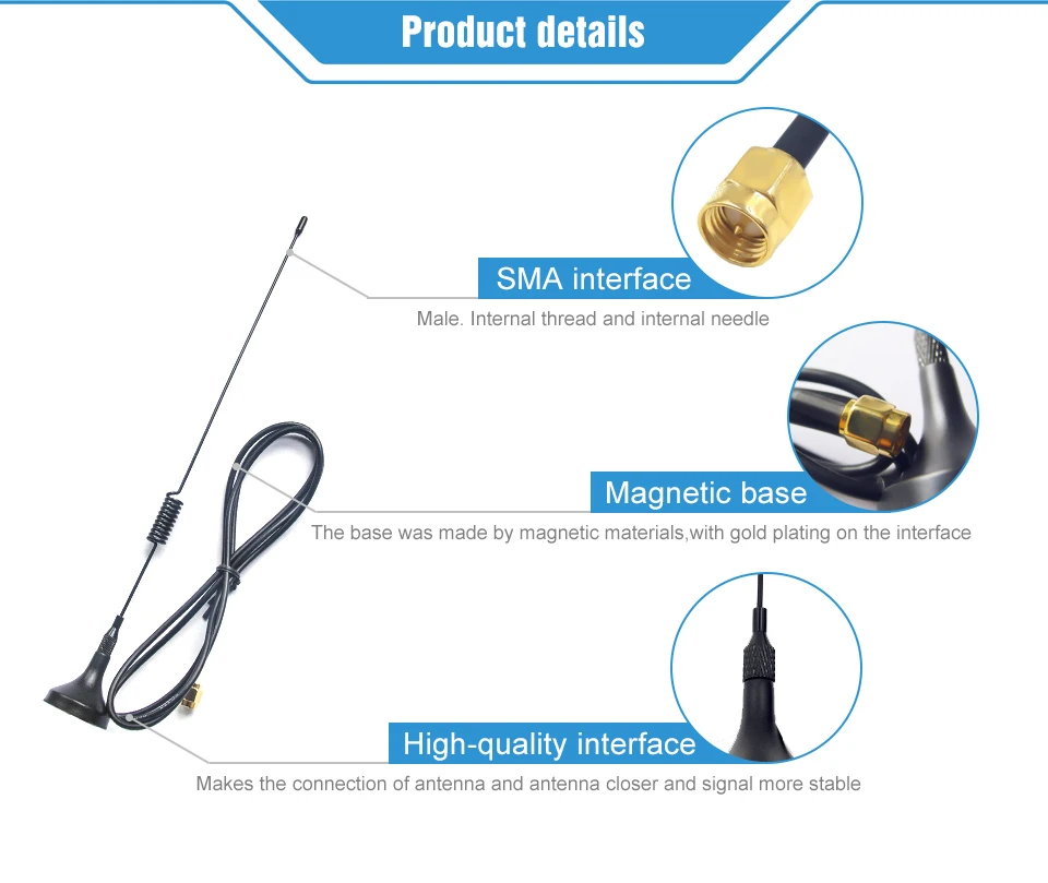 TX868-XPL-100 868 МГц wifi антенна с высоким коэффициентом усиления 3.5dBi SMA-J присоска антенна с большим диапазоном всенаправленных антенн