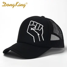 Dongking Мощность черный поднял протеста кулак Trucker Hat сетки Кепки принт кулак Snapback Для мужчин Для женщин для взрослых