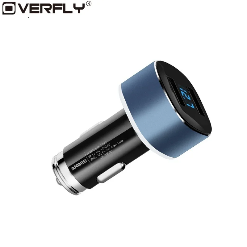 5 V 2.4A المزدوج USB شاحن سيارة مع الصمام شاشة ديجيتال شحن مع التنفس مهايئ الضوء ل فون سامسونج شواحن الهاتف