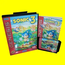 Sonic the hedgehog 3 с коробкой и руководством 16 бит MD игровая карта для sega Mega Drive для Genesis
