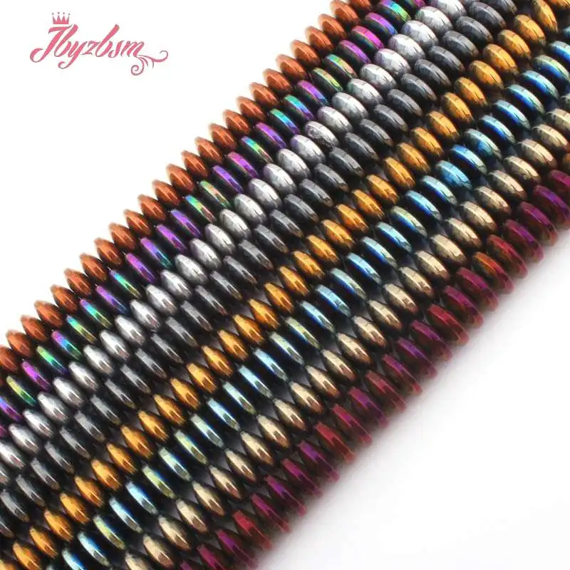 3x8mm Smooth Rondelle Shape Bead Hematite No Magnetic Natural Stone Beads For Necklace Bracelet Jewelry Making 15&quot Free Shipping |