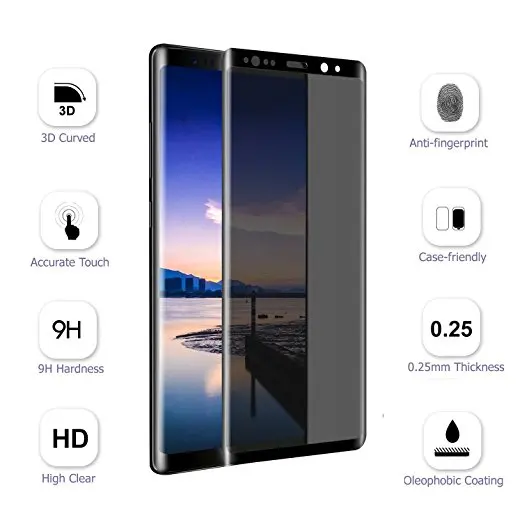 

3pcs Note8 3D Curved Anti glare Full cover Tempered Glass Screen Protector for sumsung note 8 S8 Plus S8+ S7 edge Privacy Film