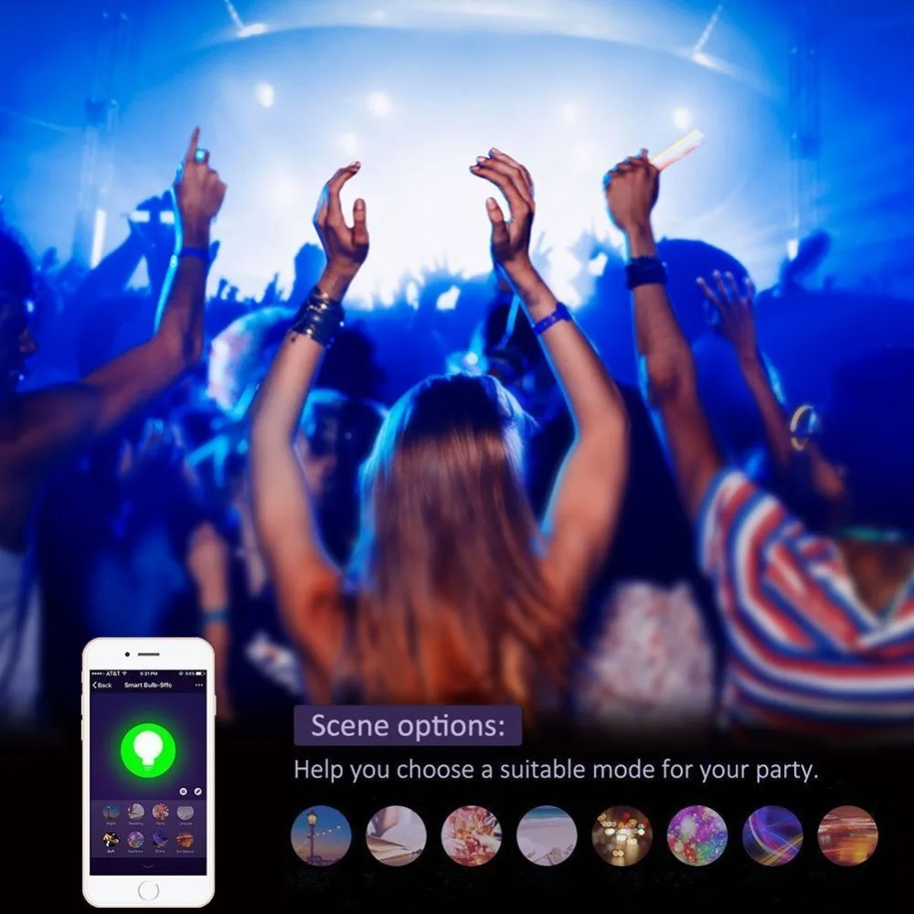 2019 New Meta 7W RGB LED WIFI Smart Bulb Ball Lamp E27 Dimmable Color LED Light Bulb Works with Alexa Google Home iOS App Contro