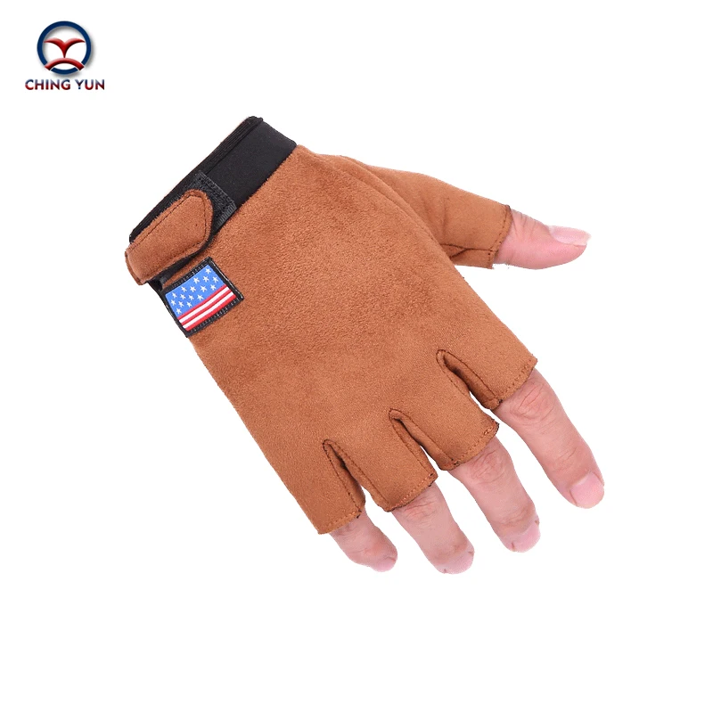 CHING YUN Half Finger Gloves Men Elastic Breathable Semi-finger Protective Gloves Outdoor Ridding Climbing Sunscreen Mitten