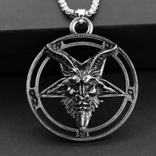 Pentagrama invertido Baphomet cabeza de cabra collar Vintage Baphomet LaVeyan LaVey satanismo ocultismo collares de metal colgante para hombres