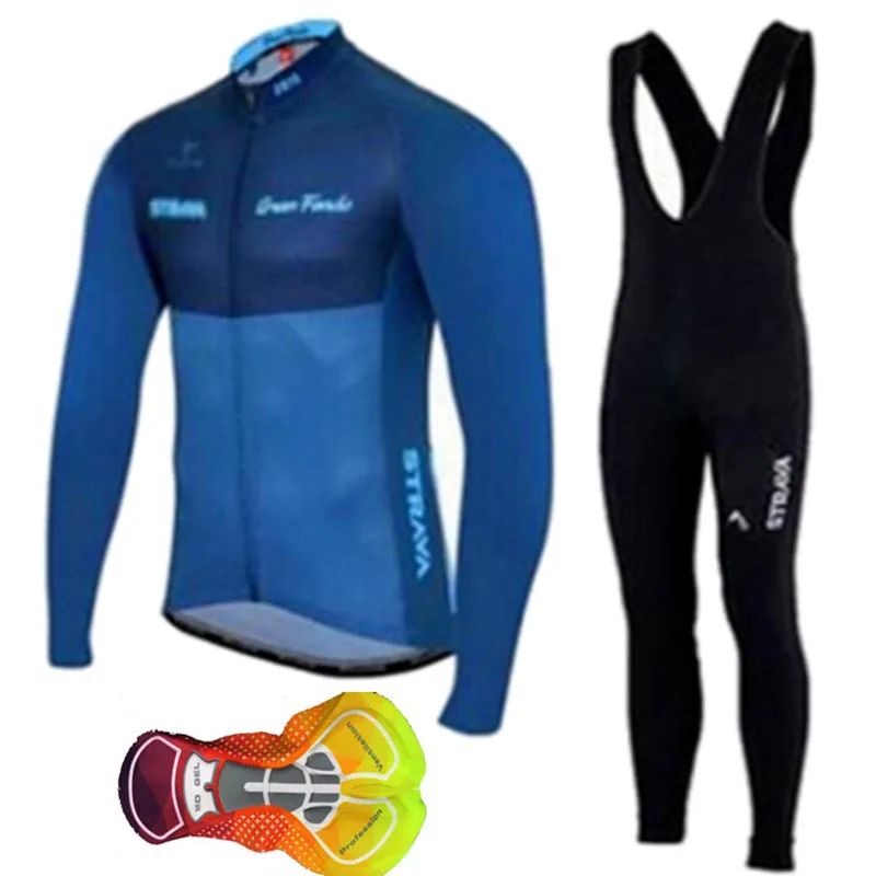 2019 Strava الرجال الدراجات سترات كمال أجسام نسائية بأكمام طويلة مجموعة MTB دراجة الملابس مايوه روبا Ciclismo Hombre دراجة ارتداء 16D هلام مريلة السراويل