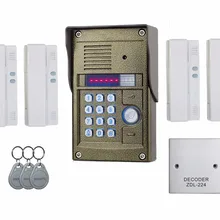 Аудио дверной телефон для 4 квартиры, 2 провода аудио домофон системы, ИК наружный блок, ID карты и пароль разблокировки