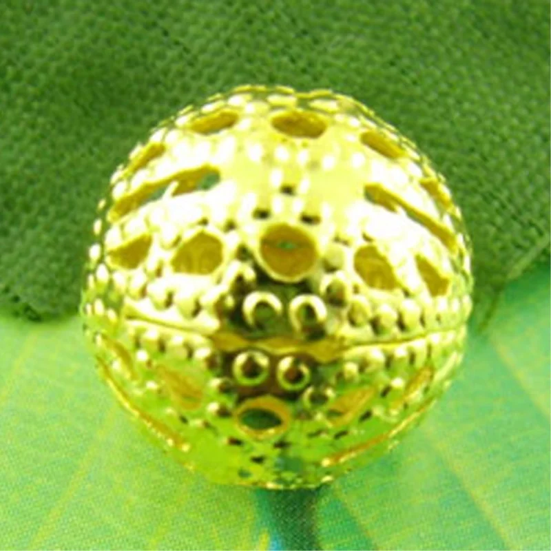 50pcs Filigree Round Hollow Beads Silver Plated 4mm B03945