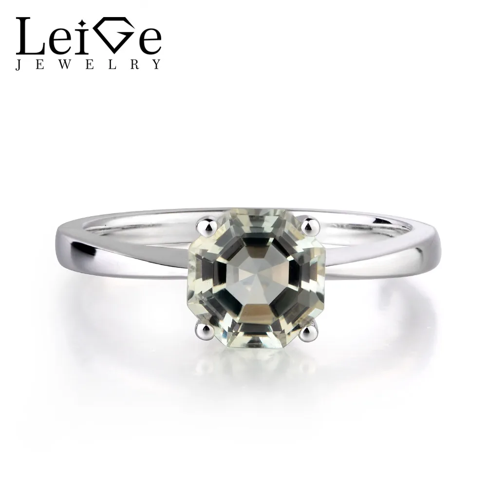 Leige Jewelry Green Amethyst Fine Jewelry Octagon Cut Solitaire Engagement Rings For Woman 925 Sterling Silver Leige Jewelry Green Amethyst Fine Jewelry Octagon Cut Solitaire Engagement Rings For Woman 925 Sterling Silver