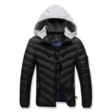 MORUANCLE Mens Casual Hooded Thick Warm Jackets And Coats With Detachable Hood Winter Thermal Parkas For Male High Quality