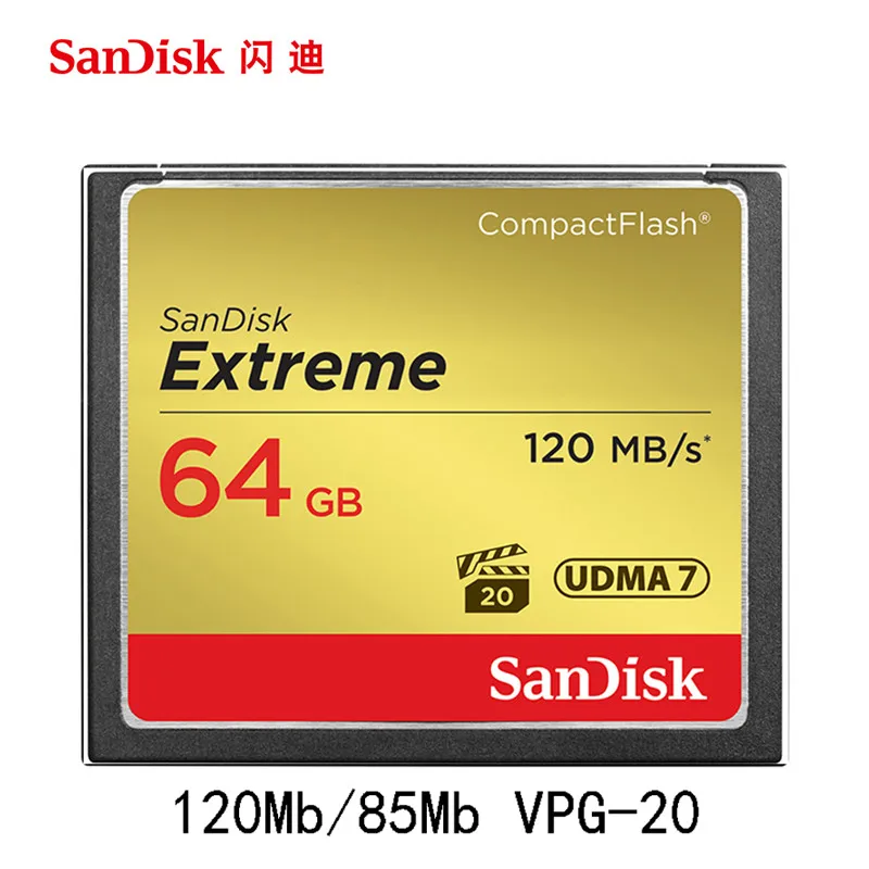 

Sandisk Original Extreme Compactflash Memory CF Card Ld Up to 120MB/s Read Speed for rich 4K and Full HD video Cartao De Memori
