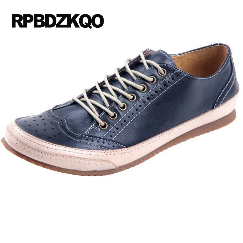 

Blue Burgundy Wingtip Brogue Street Style Real Leather British Lace Up Genuine European Men Shoes Casual Fashion Hot Sale