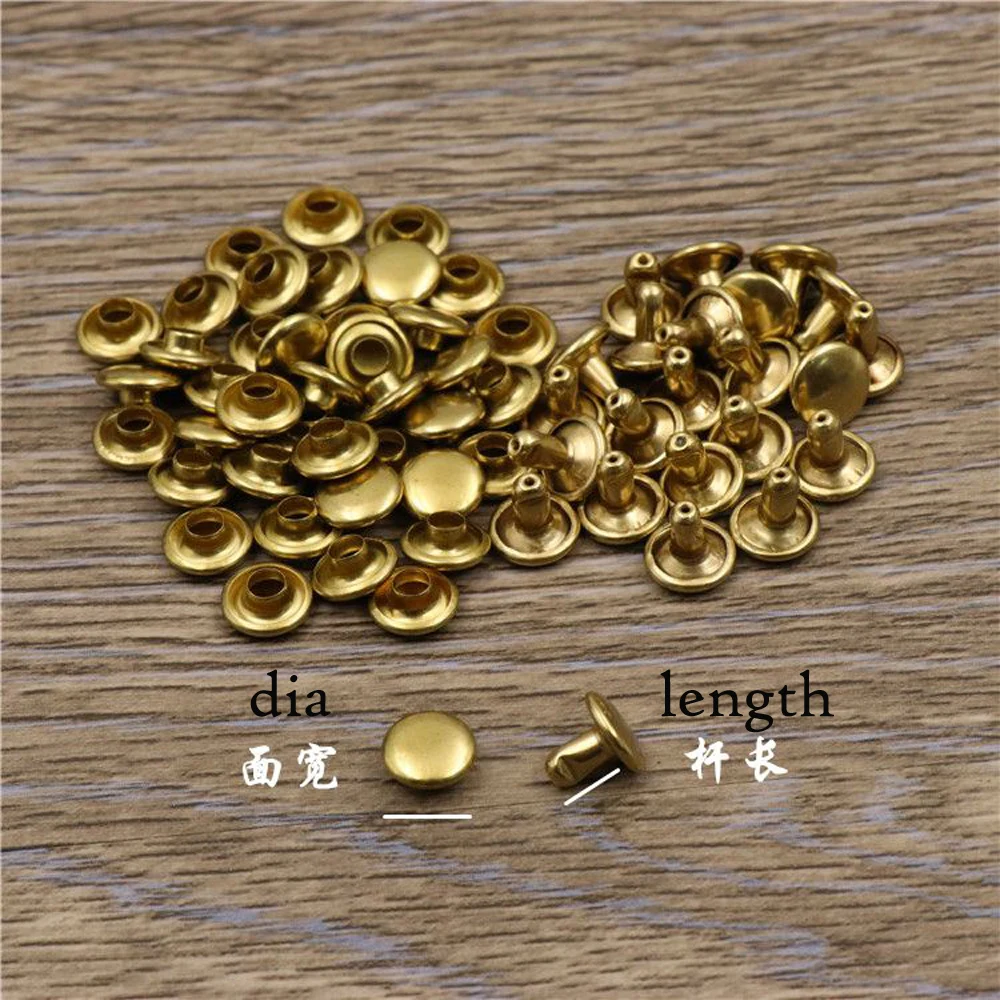 

solid brass material high quality leather craft wallet bag DIY rivet and studs double side multi size 200pcs/lot