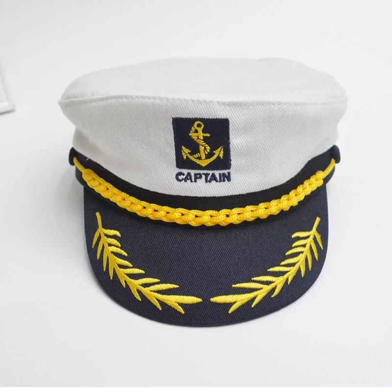 

1PC Military Cap Nautical Hat White Yacht Captain Hat Navy Cap Marine Skipper Sailor Cap Costume For Adults Party Fancy Dress