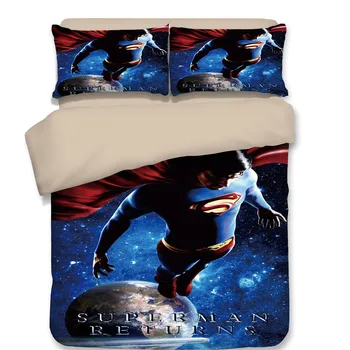 

Hot sell Home Textile Super cool 3D Bedclothes 4pcs boy/men/adult/kid Bedding Sets King Or Queen Superman duvet cover pillowcase