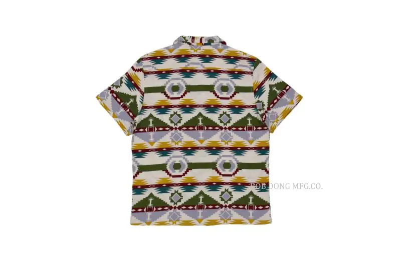 BOB DONG Индийский тотем петля воротник рубашки летние мужские Slubby C/F с короткими рукавами