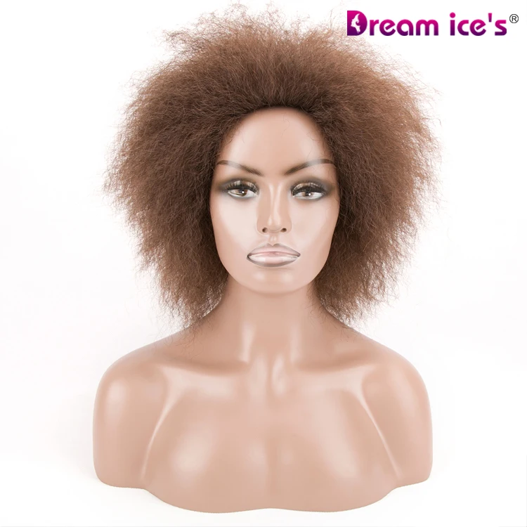 Dream ice's синтетический афро кудрявый короткий черный коричневый красный парик цветные парики для косплея и черных женщин