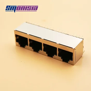 

10pcs/lot 8P8C RJ Serial Network Interface Connector 56 1*4 RJ45 Socket Interface Up Network Block