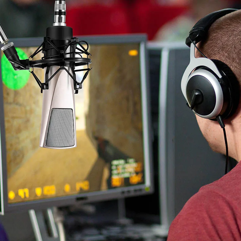 

Professional Condenser Microphone Studio Broadcasting Mic with Mount for Computer PC Desktop JLRJ88