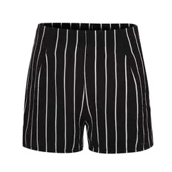 Популярные шорты для женщин в полоску с принтом на молнии повседневные женские летние шорты брюки pantalones cortos de mujer4.241