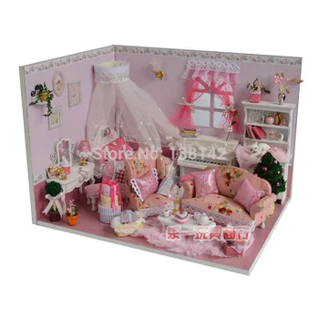 

V005 miniature toys for dollhouse bedroom miniature doll house wood led lights free shipping