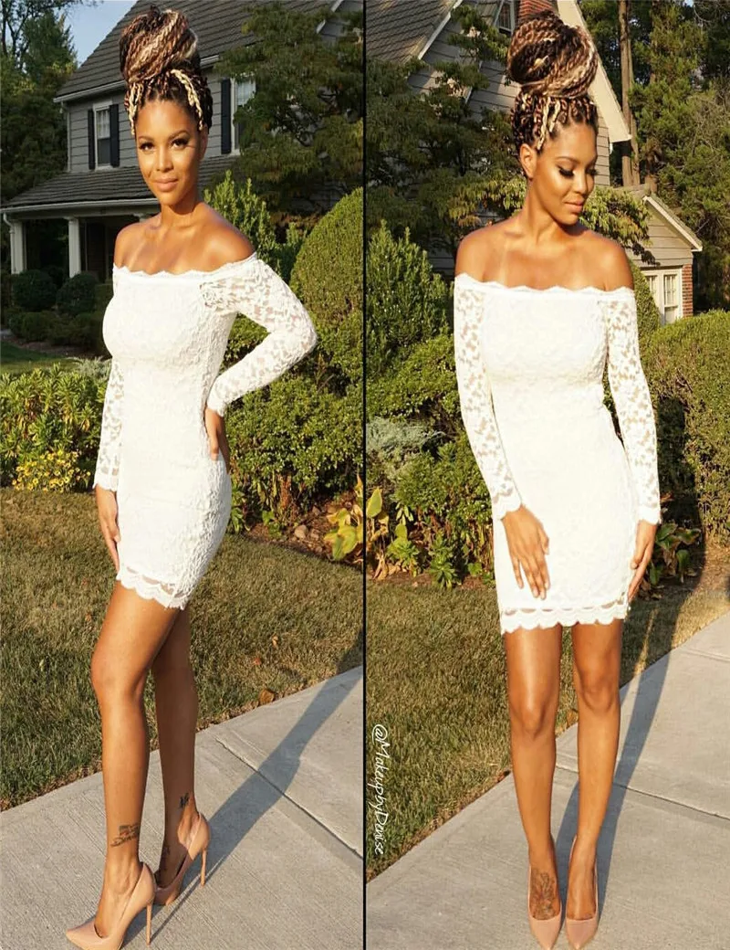 New Arrival White Long Sleeve font b Cocktail b font font b Dresses b font Crystal