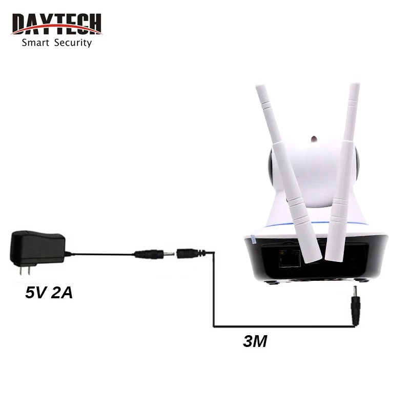 DAYTECH Wi-Fi IP Камера Мощность Переходник штекер 3 м Продлить USB кабель-удлинитель 5V 2A 3,5 мм Мощность переходник удлинитель