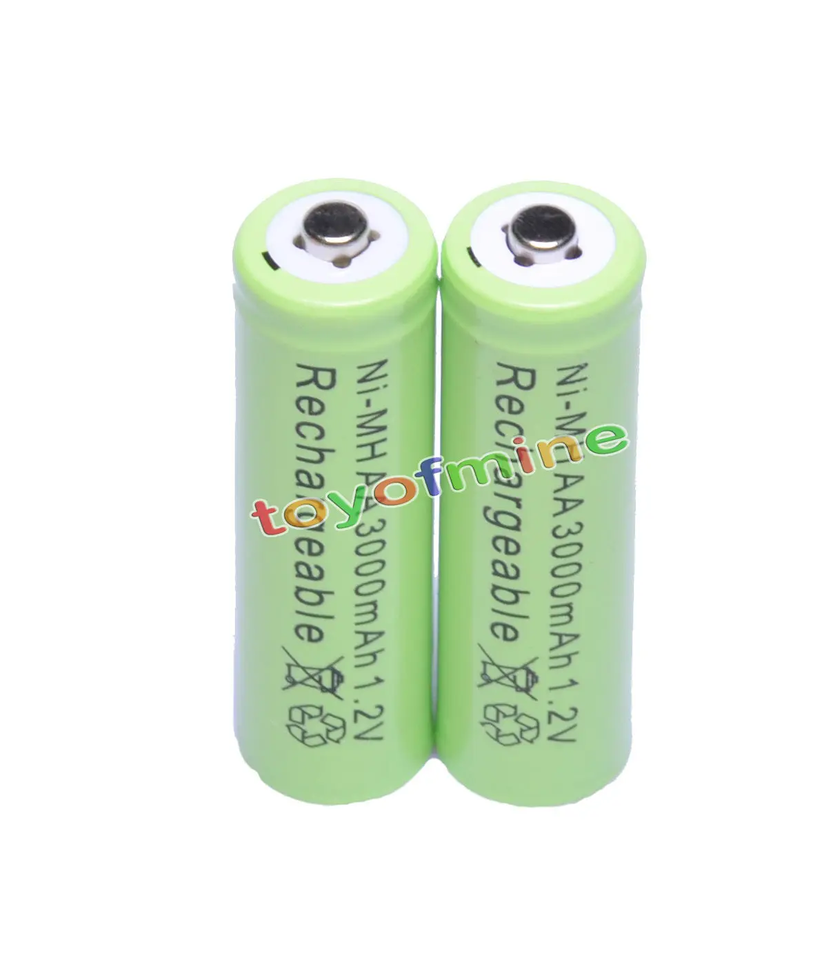 

2x AA 3000mAh 1.2V batteries Bulk Nickel Hydride Rechargeable battery NI-MH Green