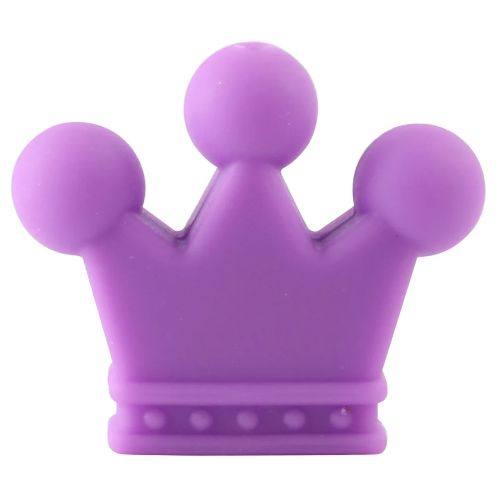 Keep&Grow 10pcs Crown Silicone Beads Baby Teething Toys Food Grade Silicone DIY Pacifier Chain Pendant Accessories Baby teethers - Цвет: 03 Medium Purple
