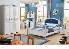JLMF819 Ash solid wood children bedroom furniture set health Environmentally friendly children bed wardrobe desk bedside table