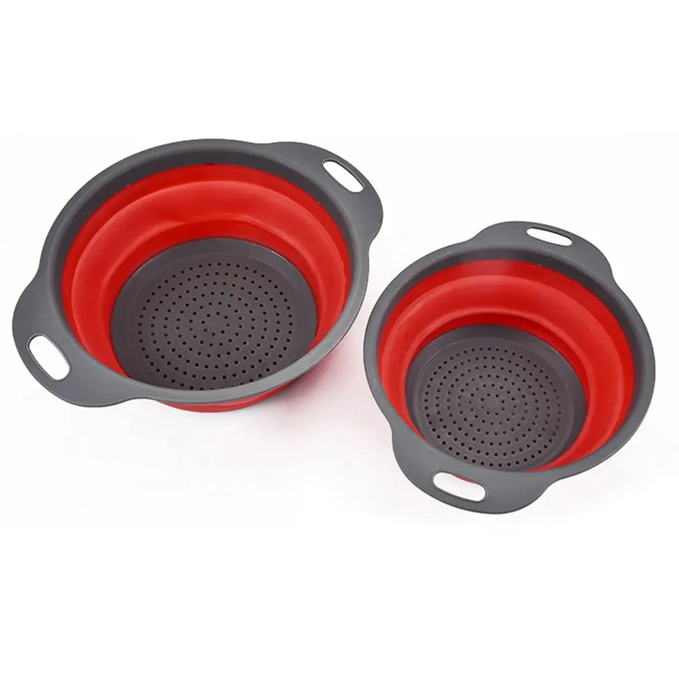 2PCS/SET Foldable Silicone Drain Basket Practical Kitchen Vegetables Strainer | Дом и сад