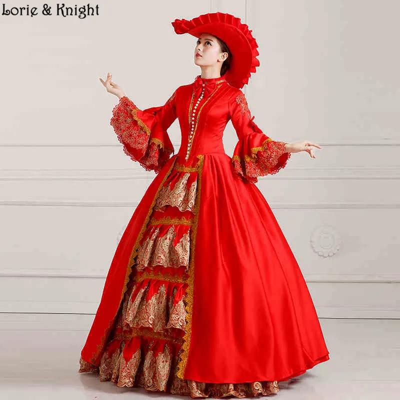 Queen Marie Inspired Red Masquerade Ball Gowns Princess