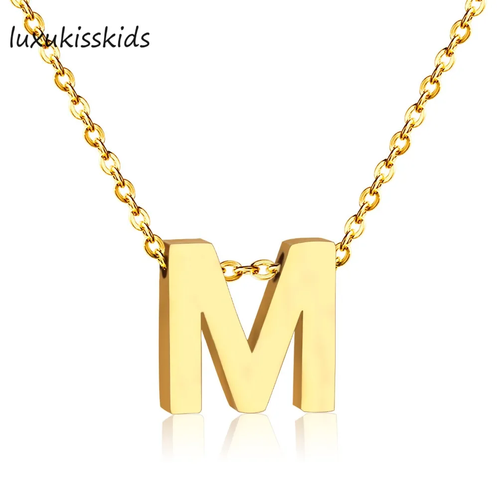 LUXUKISSKIDS набор золотых букв ожерелье для женщин ювелирные изделия из нержавеющей