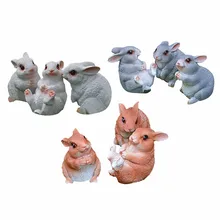 3 шт./компл. резиновая Имитация животных Кролик жуков кролик скульптуры животных Сад украшение ручной работы Сад Скульптура для дома сад