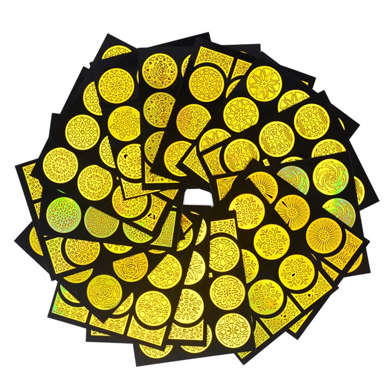 

New Arrival Multiple-Use Nail Art Vinyls Stamping Tool Hollow Golden Template Stencil Stickers Guide Polish Manicure French Tips