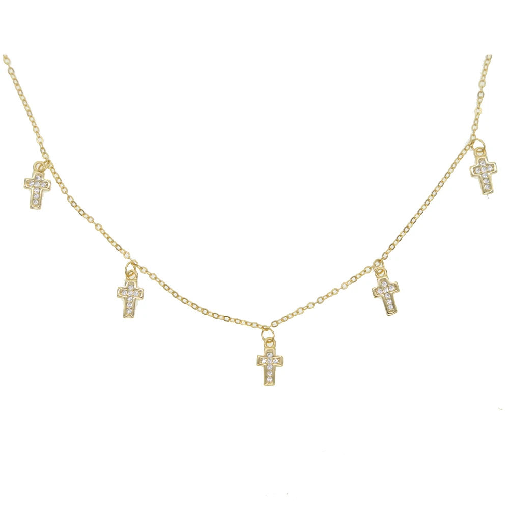 

Drop shipping delicate 925 sterling silver silver gold color sideway cross pendant minimalist personlized CZ choker necklace